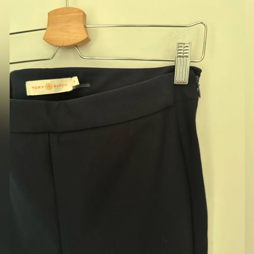 Tory Burch side zip stretch‎ navy structured ankle pants size 6